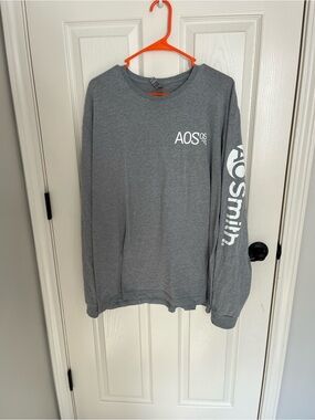Next Level Apparel Men's Long Sleeve Tee in Gray with White Logo